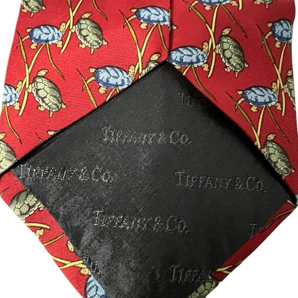 Tiffany & Co Silk Tie Turtle Print 57" Made In Italy - Picture 4 of 5
